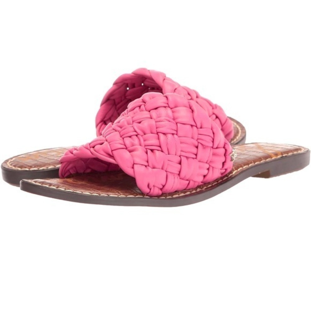 Sam Edelman Women's Griffin Flat Sandal 
Pink Woven Slide Sandals